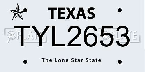 TYL2653 Texas License Plate