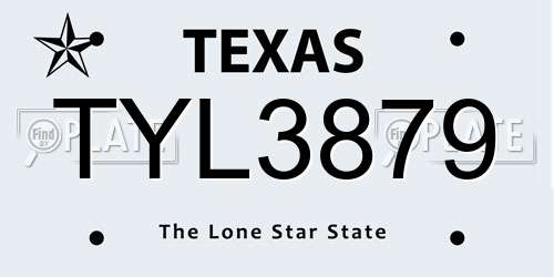 TYL3879 Texas License Plate
