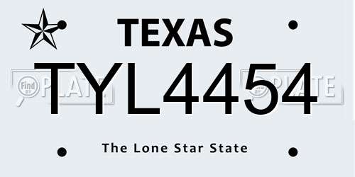 TYL4454 Texas License Plate