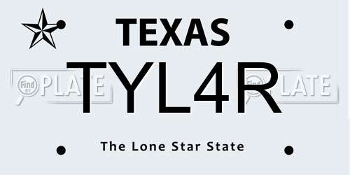 TYL4R Texas License Plate