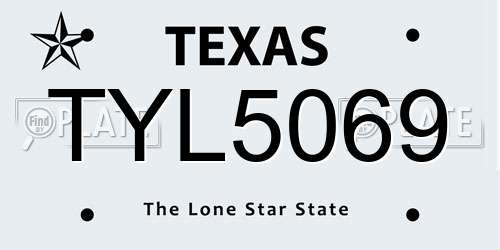 TYL5069 Texas License Plate