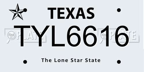 TYL6616 Texas License Plate