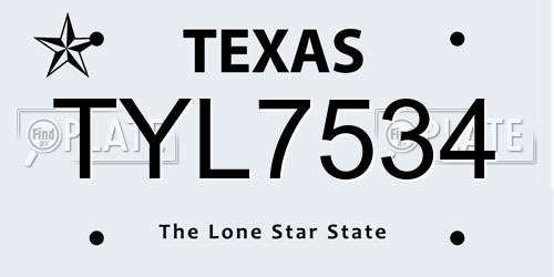 TYL7534 Texas License Plate