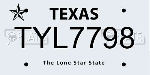 TYL7798 Texas License Plate