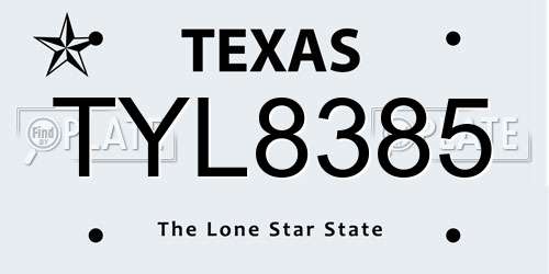 TYL8385 Texas License Plate