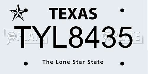 TYL8435 Texas License Plate