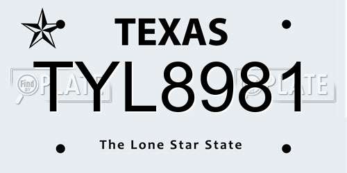 TYL8981 Texas License Plate