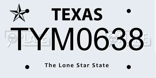TYM0638 Texas License Plate