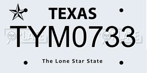 TYM0733 Texas License Plate