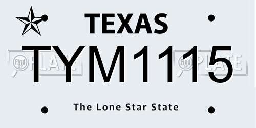 TYM1115 Texas License Plate