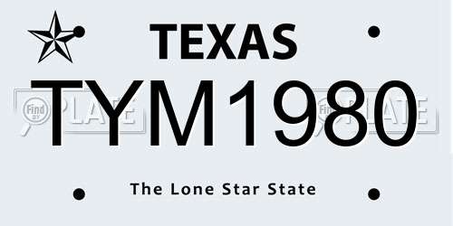 TYM1980 Texas License Plate