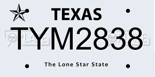 TYM2838 Texas License Plate