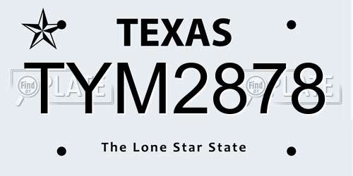 TYM2878 Texas License Plate