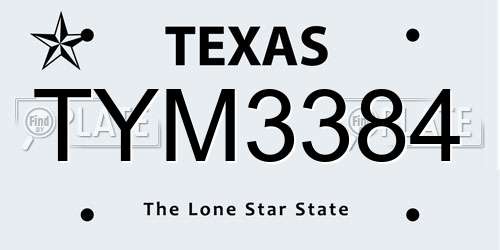 TYM3384 Texas License Plate