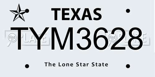 TYM3628 Texas License Plate