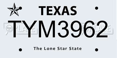 TYM3962 Texas License Plate