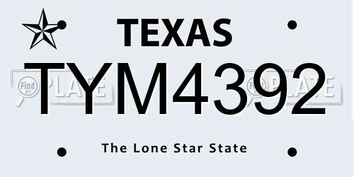 TYM4392 Texas License Plate