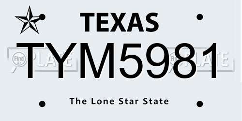 TYM5981 Texas License Plate
