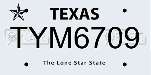 TYM6709 Texas License Plate