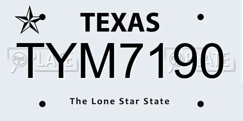 TYM7190 Texas License Plate