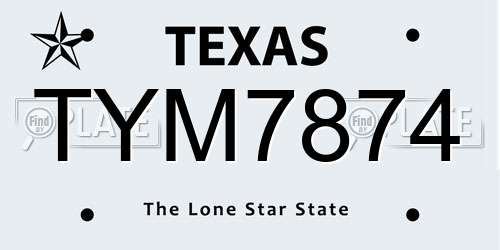 TYM7874 Texas License Plate