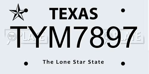 TYM7897 Texas License Plate