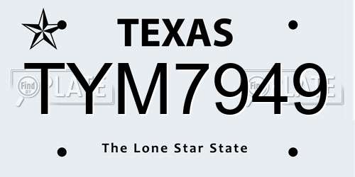 TYM7949 Texas License Plate