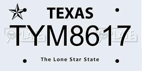 TYM8617 Texas License Plate