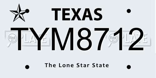 TYM8712 Texas License Plate