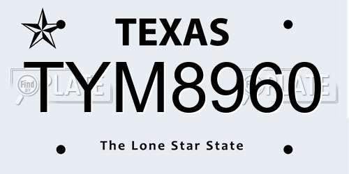 TYM8960 Texas License Plate