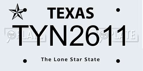 TYN2611 Texas License Plate