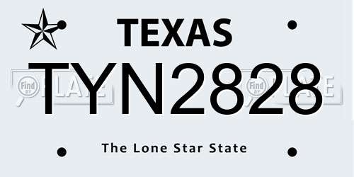 TYN2828 Texas License Plate