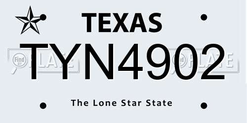 TYN4902 Texas License Plate