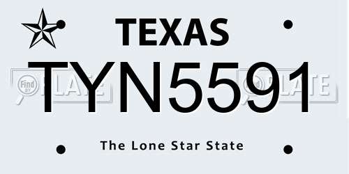 TYN5591 Texas License Plate