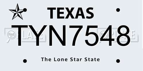 TYN7548 Texas License Plate