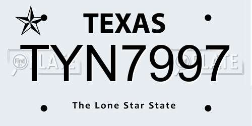TYN7997 Texas License Plate