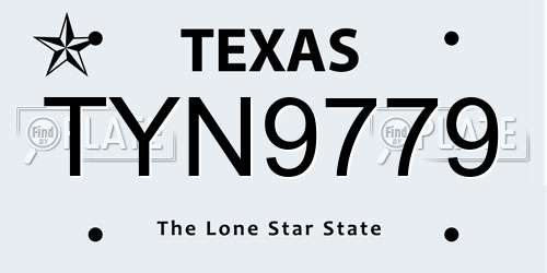 TYN9779 Texas License Plate