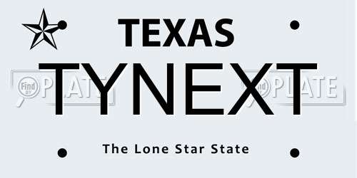 TYNEXT Texas License Plate