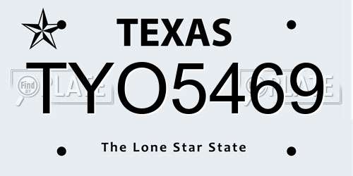 TYO5469 Texas License Plate