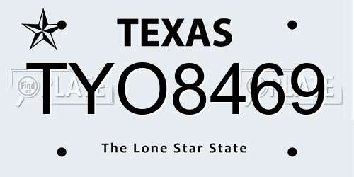 TYO8469 Texas License Plate
