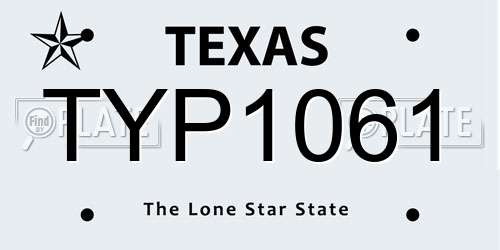 TYP1061 Texas License Plate