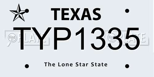 TYP1335 Texas License Plate