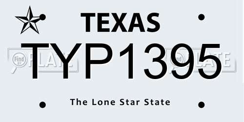 TYP1395 Texas License Plate