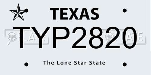 TYP2820 Texas License Plate