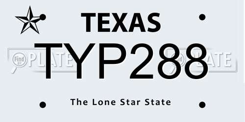 TYP288 Texas License Plate
