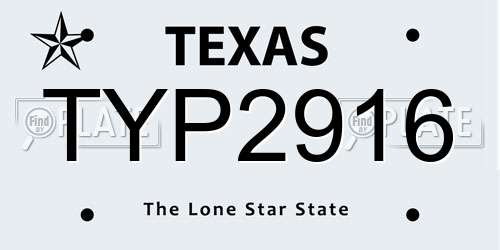 TYP2916 Texas License Plate