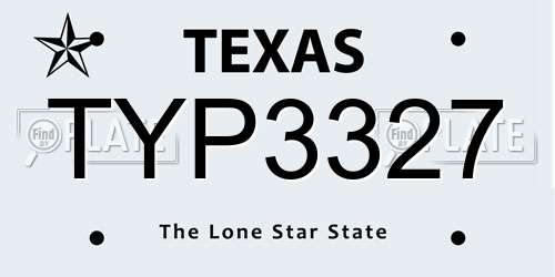 TYP3327 Texas License Plate