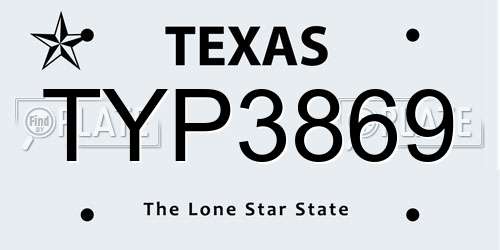TYP3869 Texas License Plate