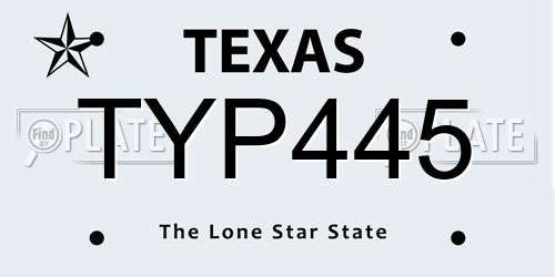 TYP445 Texas License Plate