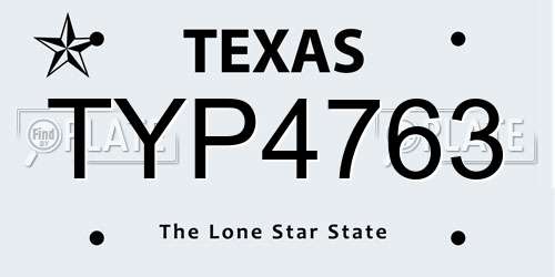 TYP4763 Texas License Plate